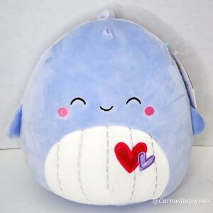 ❤️ SAMIR 🦈 HTF Blue Shark w Hearts on Belly Valentine 2022 Squishmallow NWT